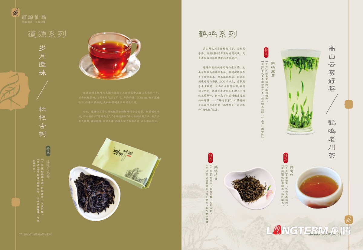 成都道源仙翁茶業(yè)有限公司產(chǎn)品宣傳畫冊(cè)設(shè)計(jì)_大邑縣茶葉折頁廣告物料設(shè)計(jì)公司